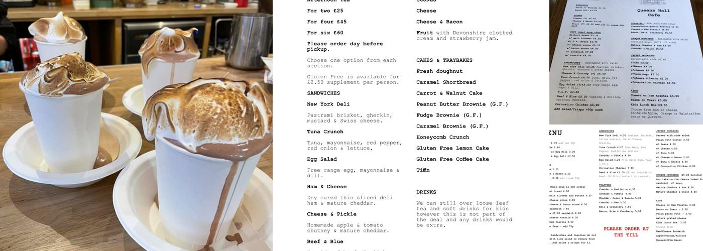 Queens Hall Cafe Menu