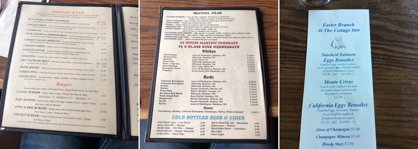Cottage Inn Menu