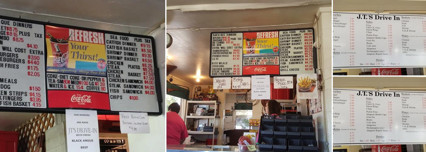 J T's Drive-In Menu