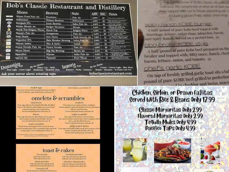 Bob's Classic Restaurant & Distillery Menu