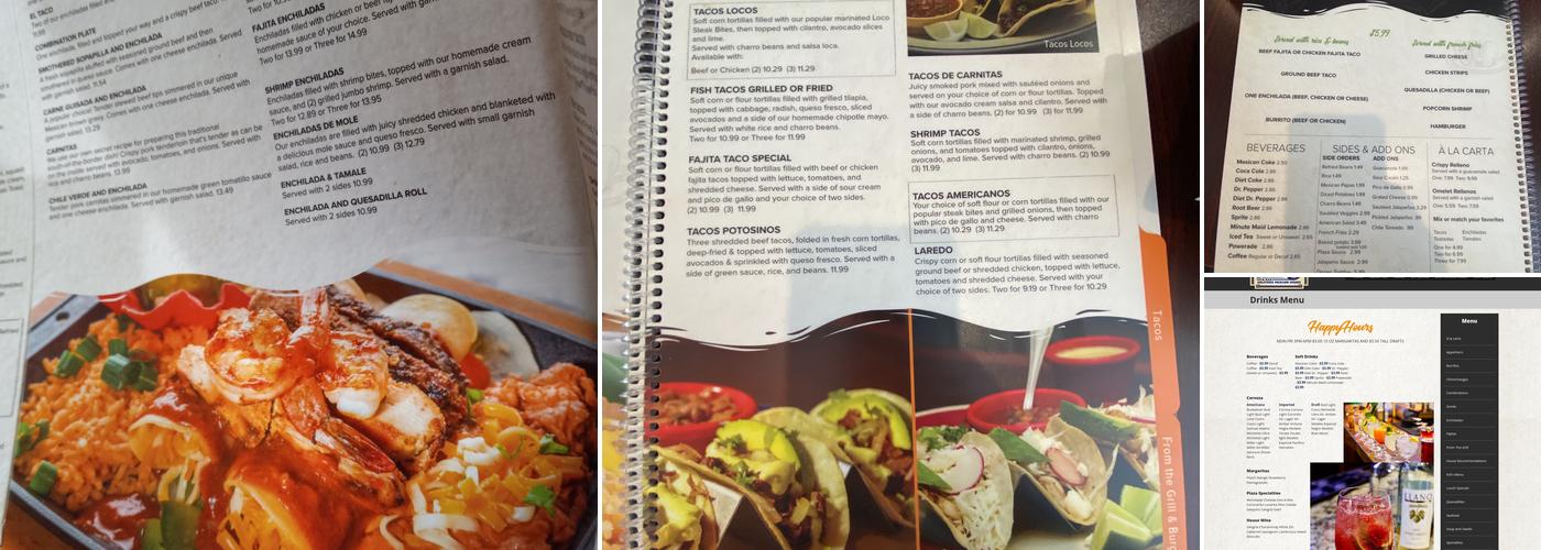 The Plaza Mexican Restaurant & Bar Menu
