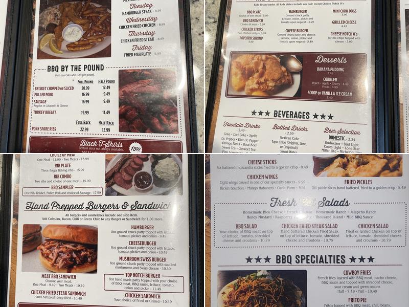 Top Notch Texas BBQ Menu