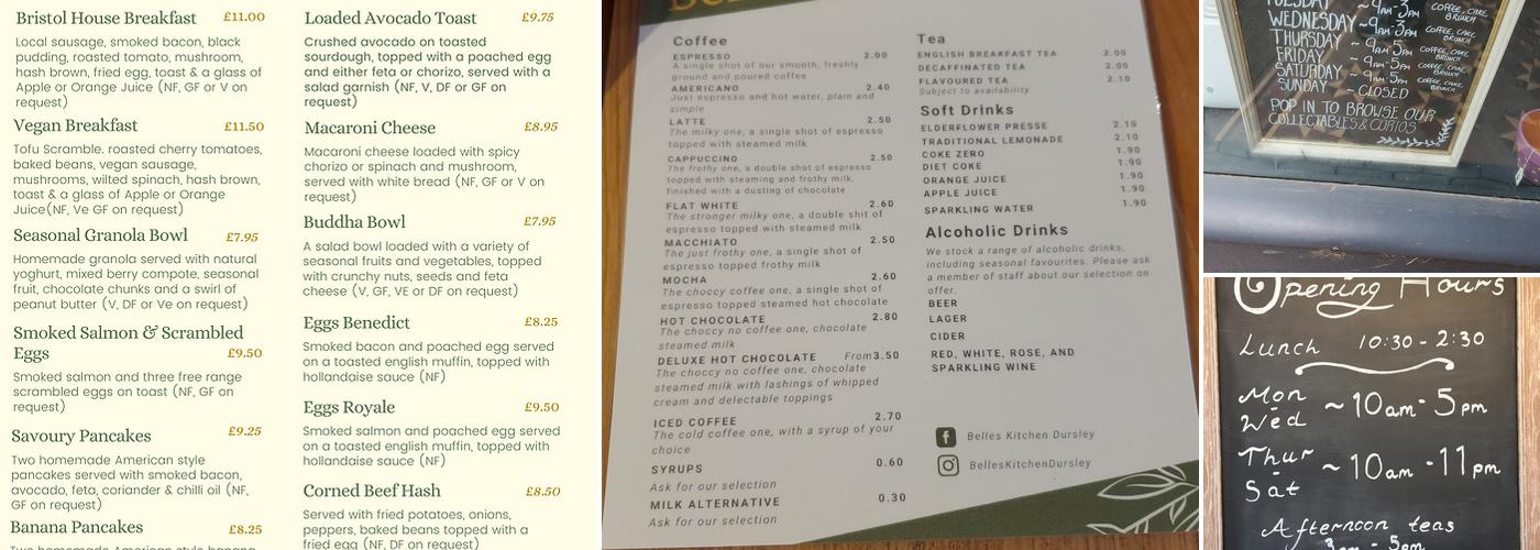 Belle's Kitchen Menu