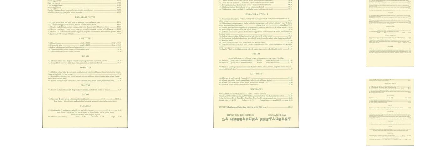 La Herradura Menu