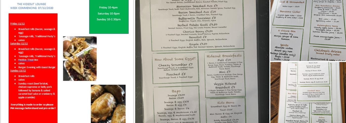 The Hideout Lounge Menu