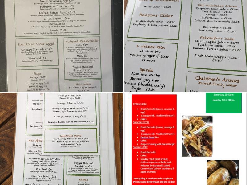 The Hideout Lounge Menu