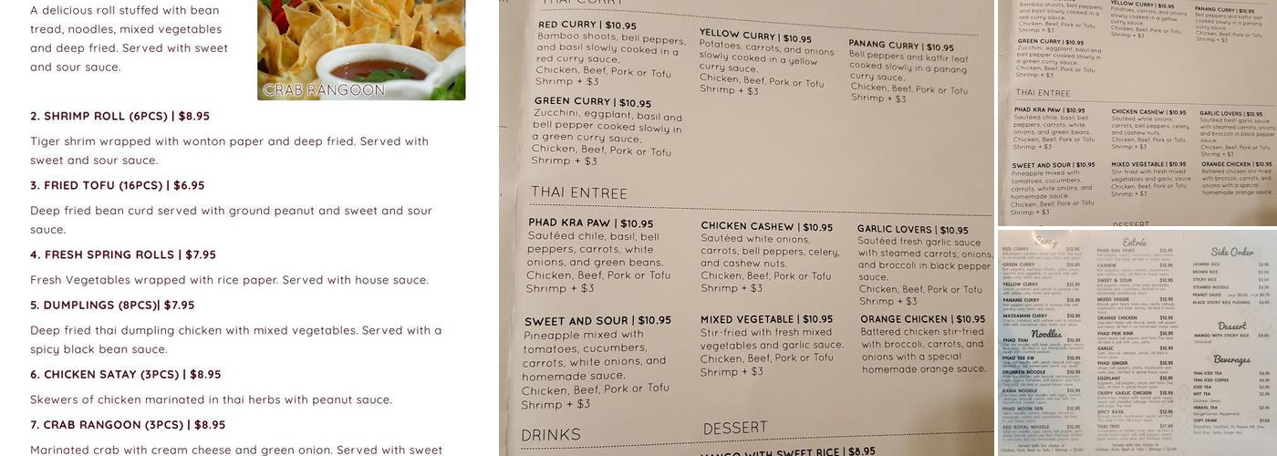 Phad Thai Menu