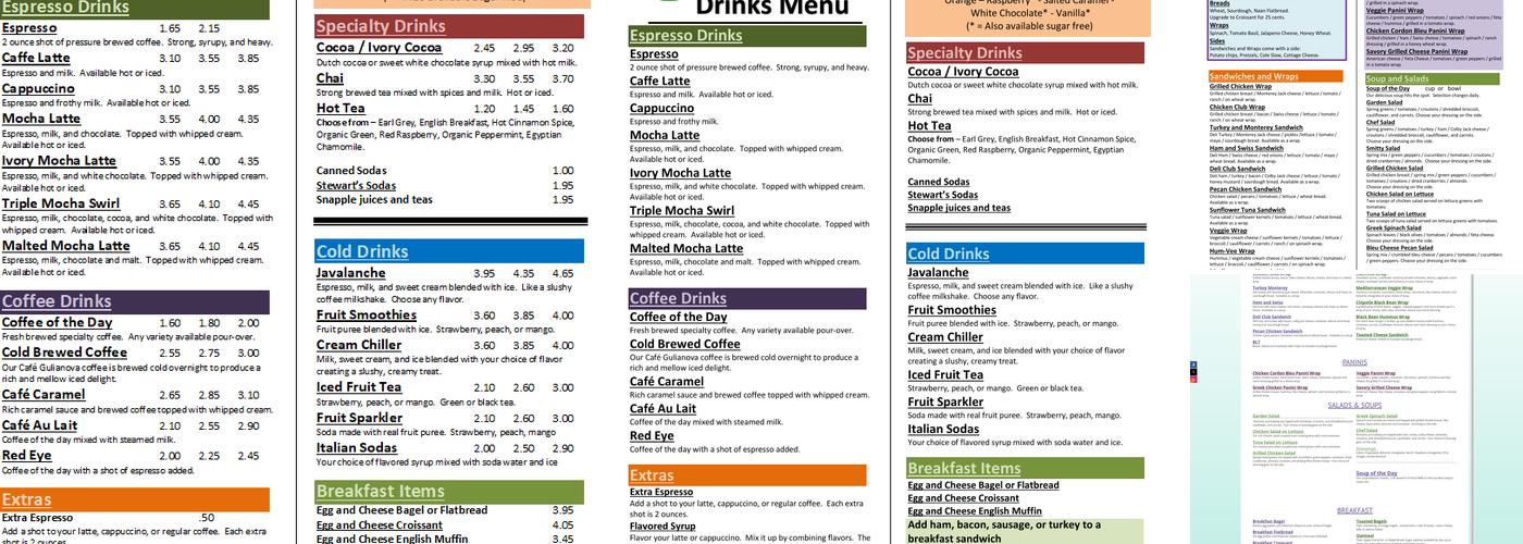 Mr. Smith's Coffee House Menu