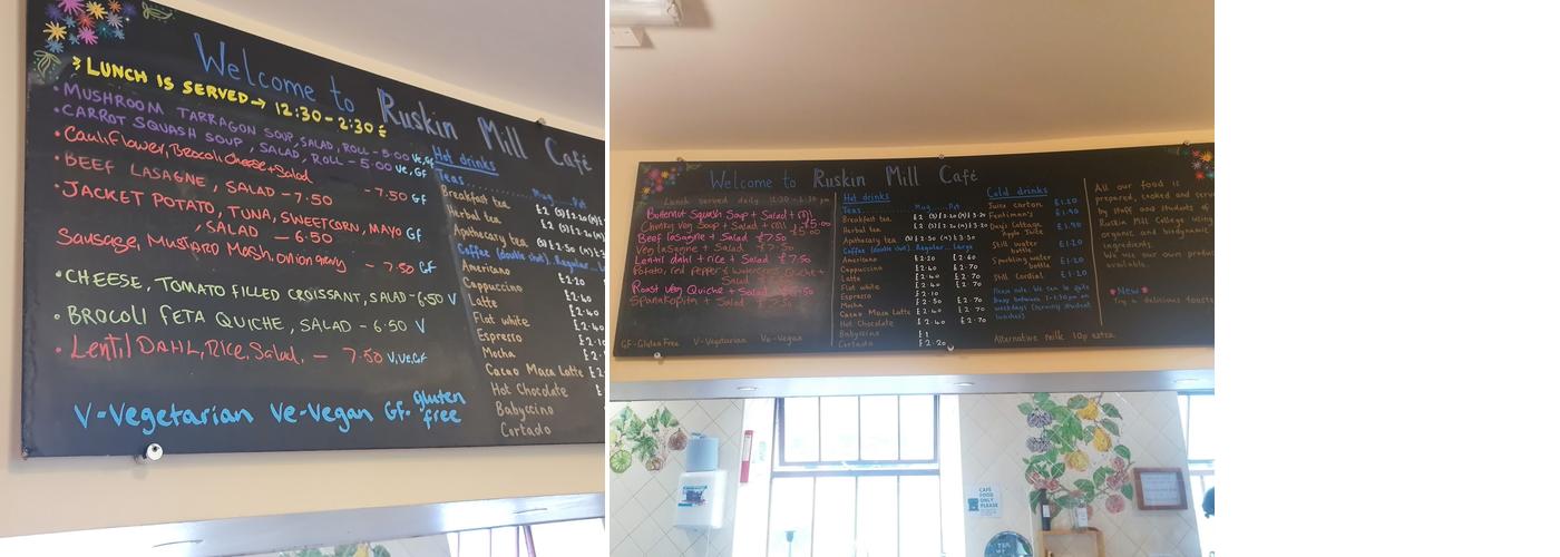 Ruskin Mill Cafe Menu