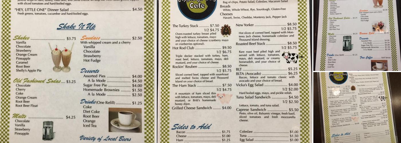 Apple a Day Cafe Menu