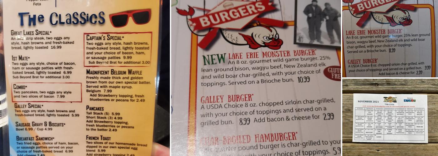 Marblehead Galley - Marblehead, OH Menu