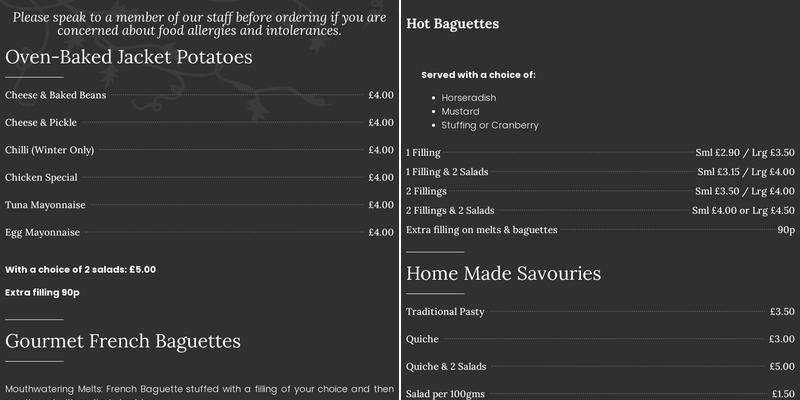 Whole hearted Wholefood Shop Menu