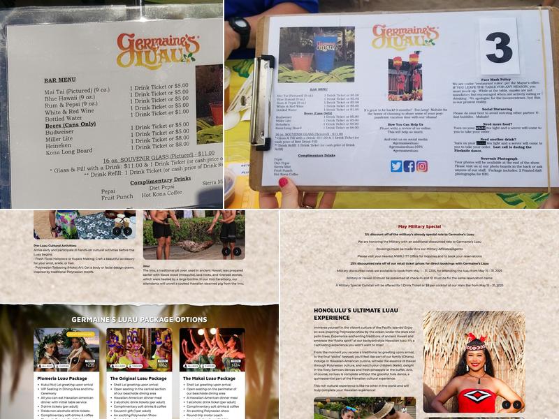 Germaine's Luau Menu