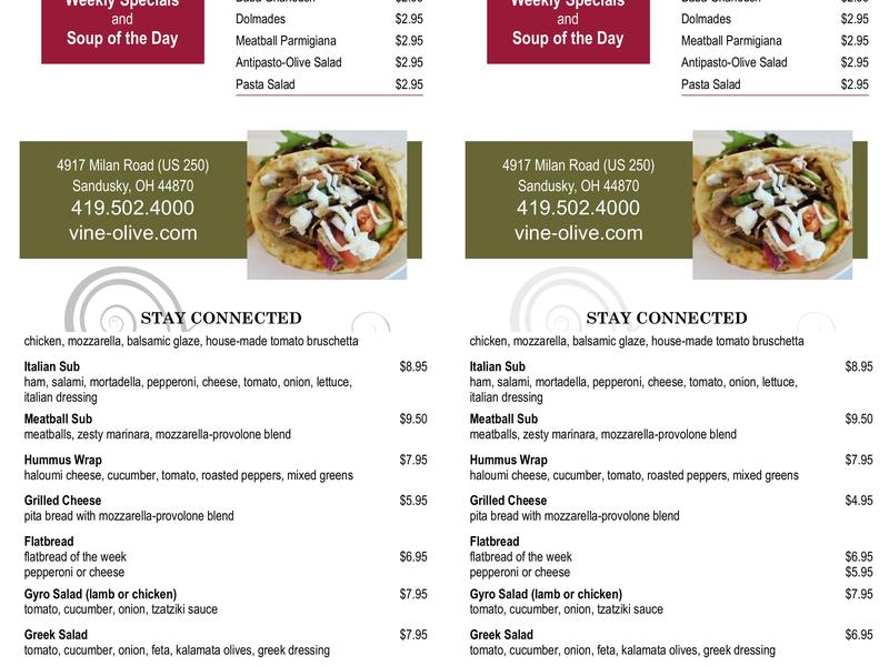 Vine & Olive Menu
