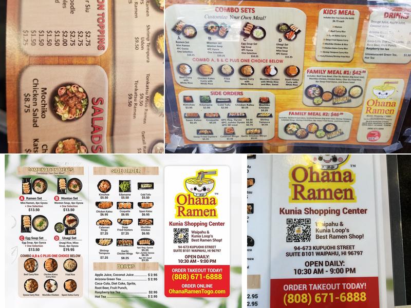 Ohana Ramen Menu