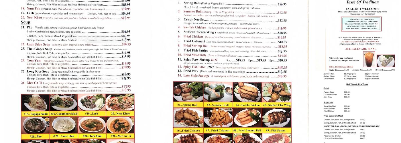 Thai Village Kunia Menu