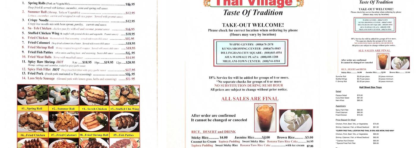 Thai Village Menu