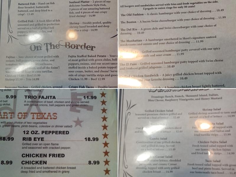 Skeet’s Texas Grill Menu