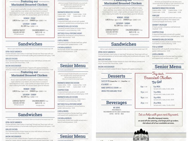 Olde Dutch Menu