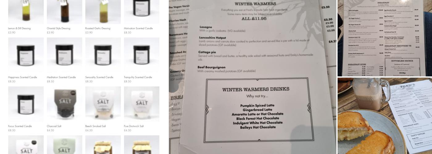 Freds of Worcester Menu