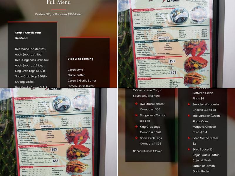 Cajun King Kaneohe Menu