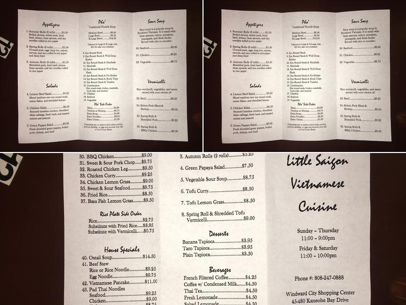 Little Saigon Menu