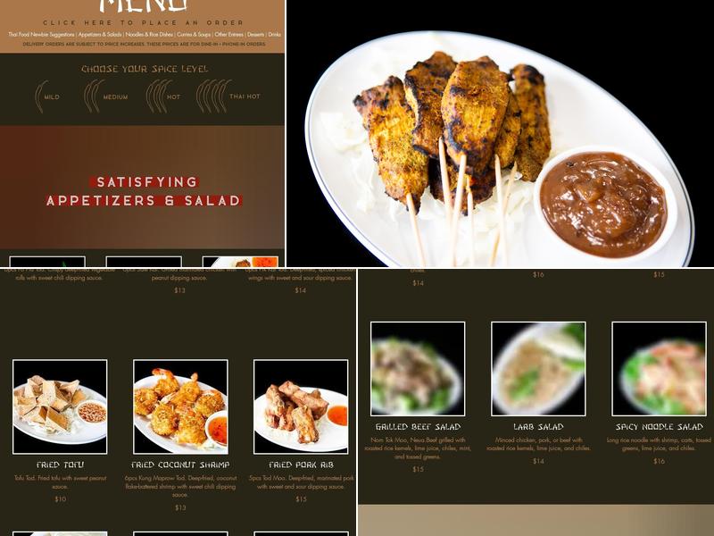 Heart of Thai Cuisine Menu