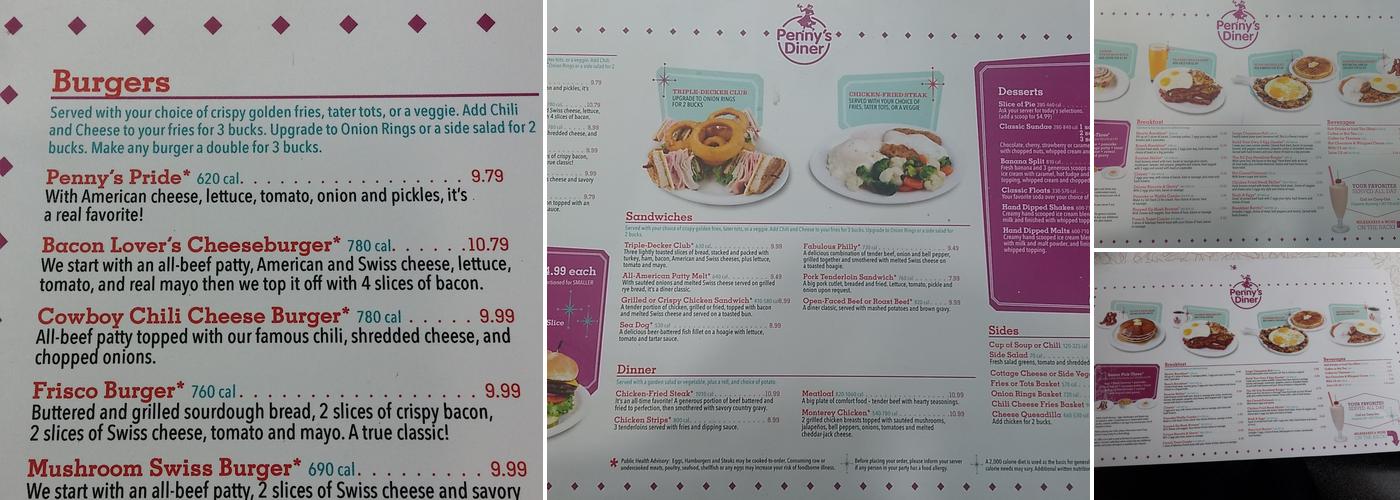 Penny's Diner Menu