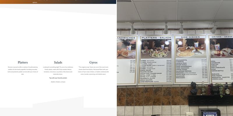 Renzios Greek Food Menu