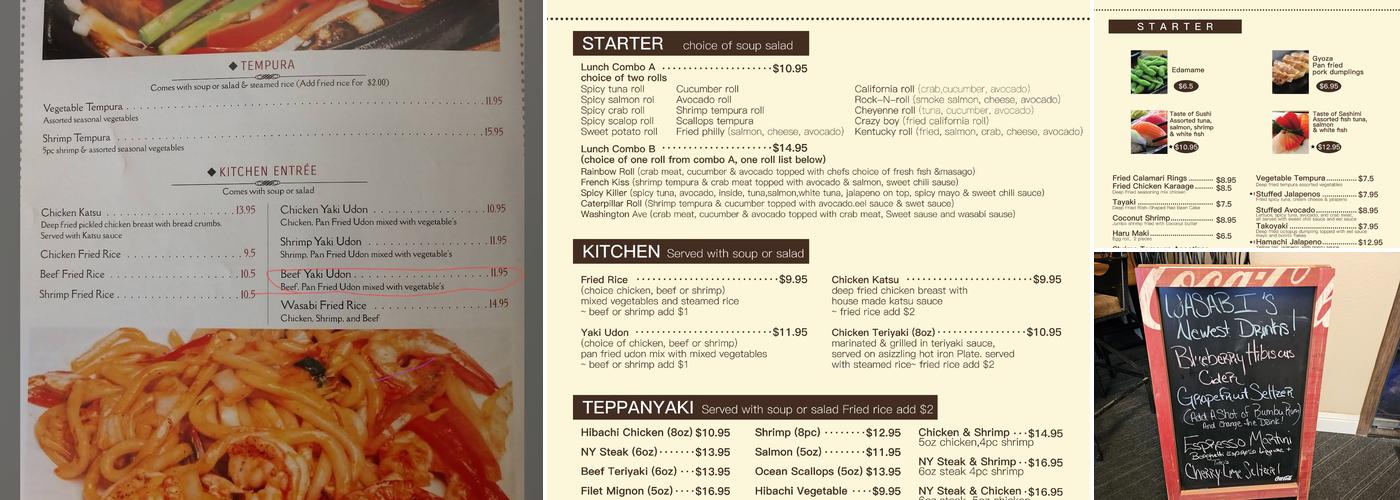 Wasabi Menu