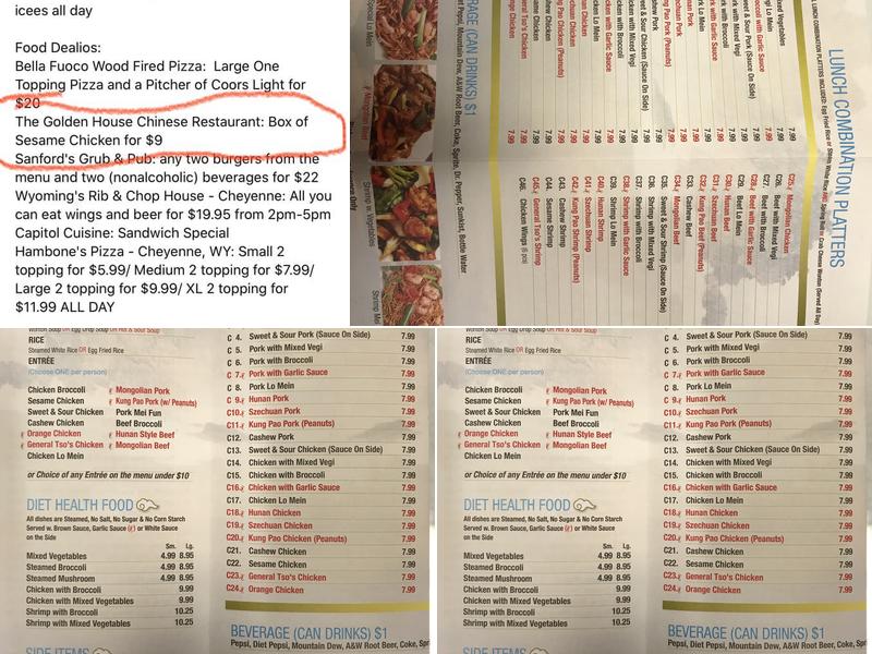 Golden House Chinese Restaurant Menu