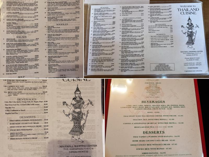 Thailand Cuisine 2 Menu