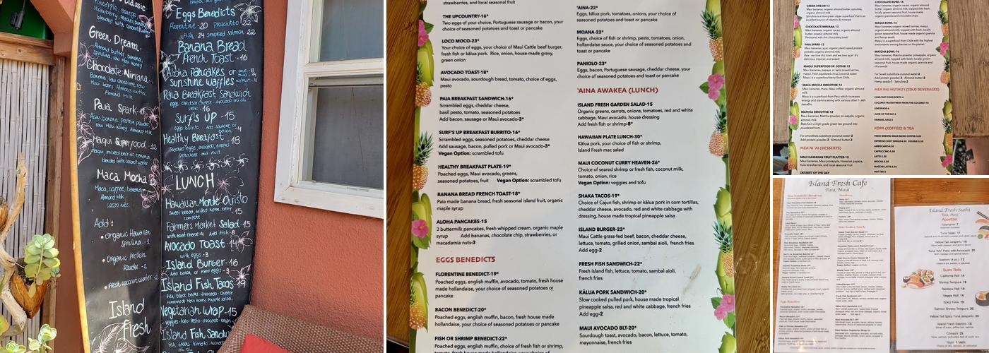 Island Fresh Café Menu