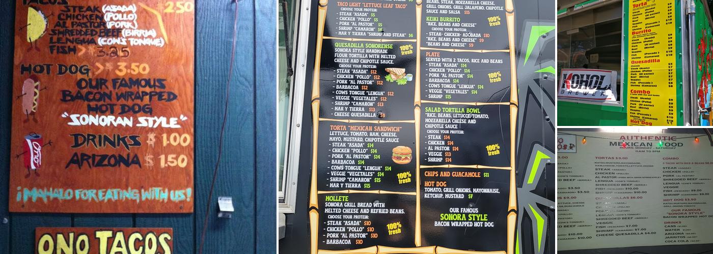 Ono Tacos Lahaina Maui Menu