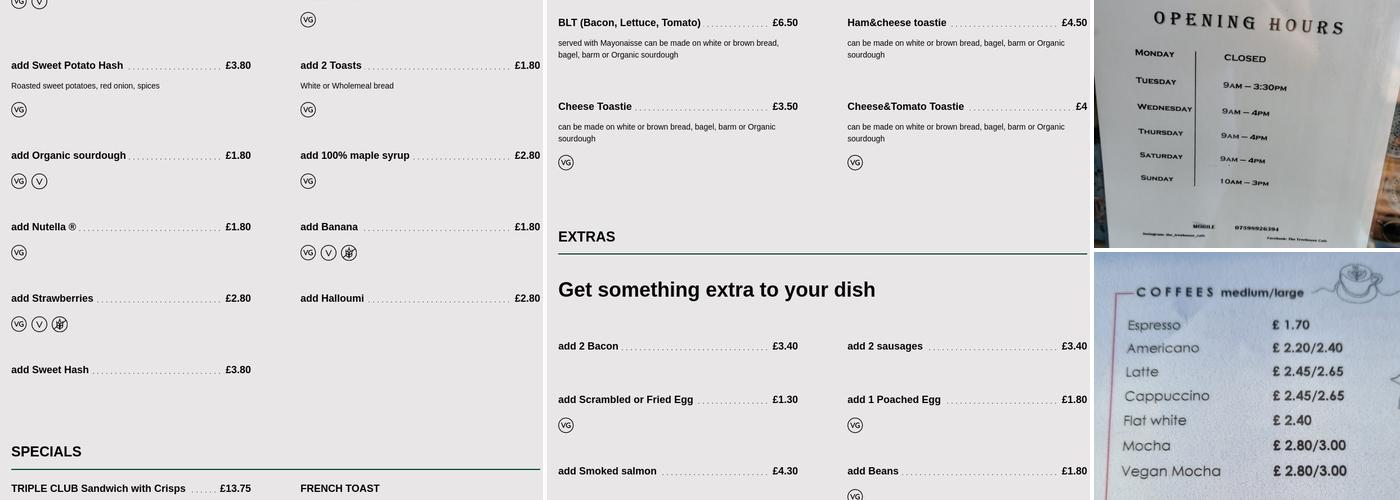 The Treehouse Salford Menu