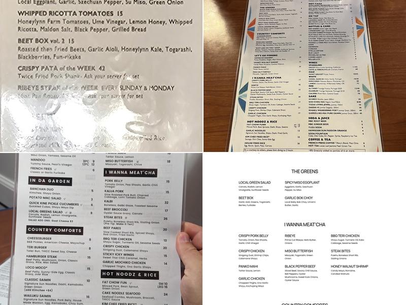 Tiffany's Restaurant & Bar Menu