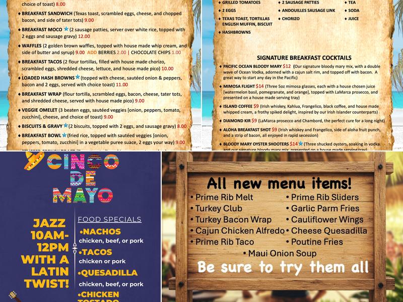 Diamonds bar and grill Menu