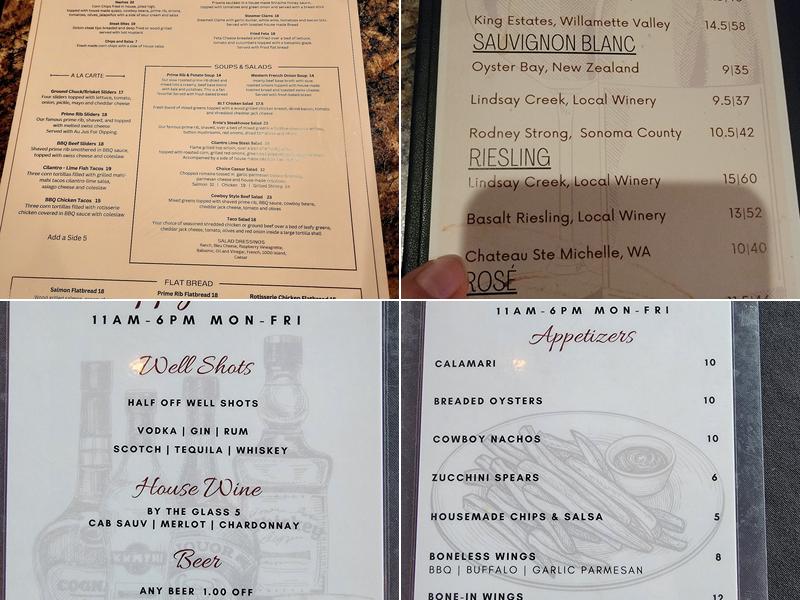 Ernie's Steakhouse Menu