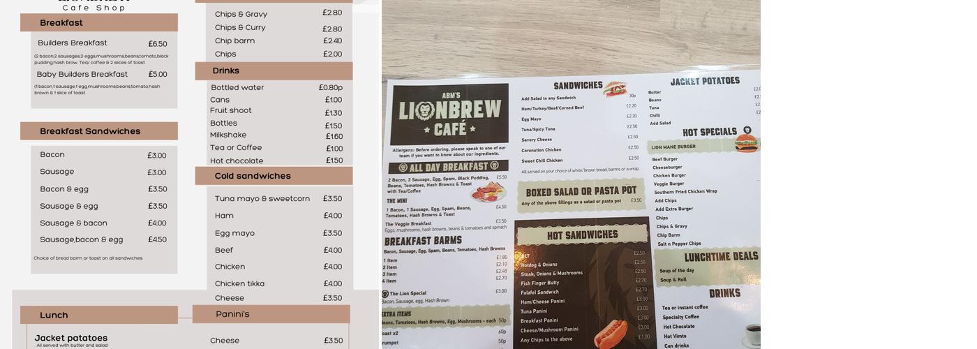 Abm lionbrew cafe Menu