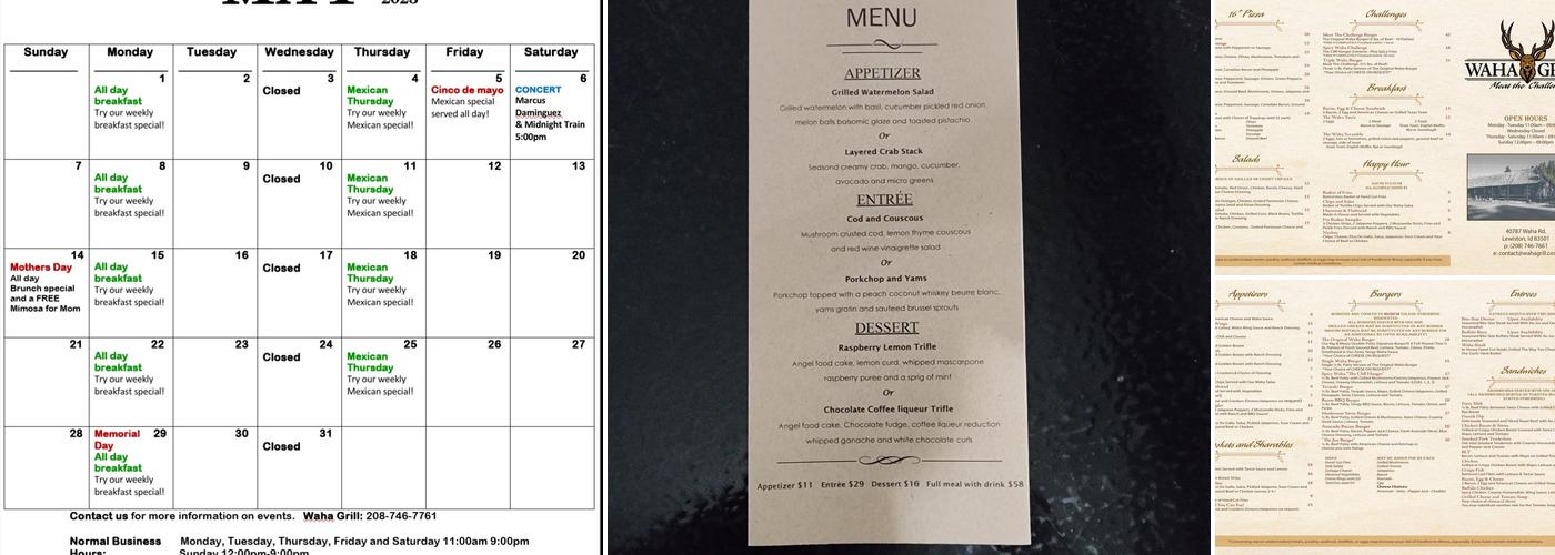 Waha Grill Menu