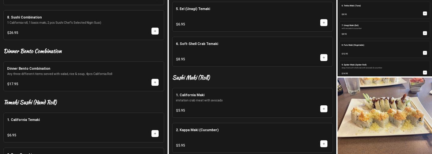 Matsuyama | Japanese Restaurant Menu