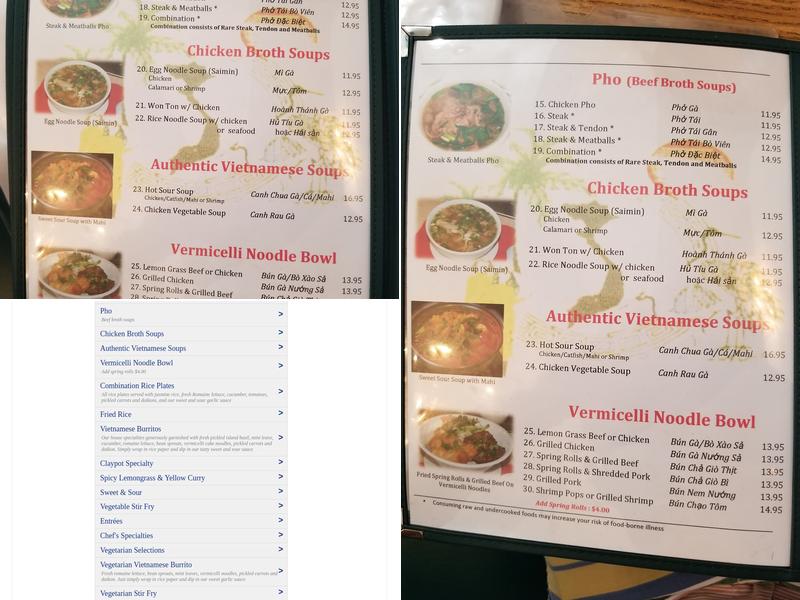 Vietnamese Cuisine Menu