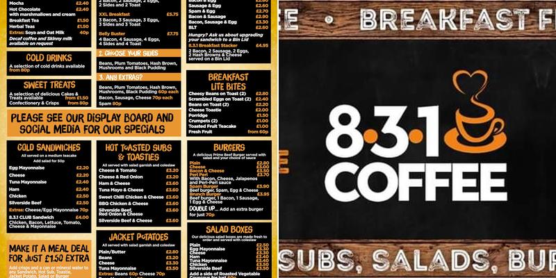 Cafe B's Menu