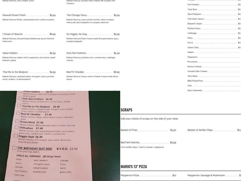 Tap Room Menu