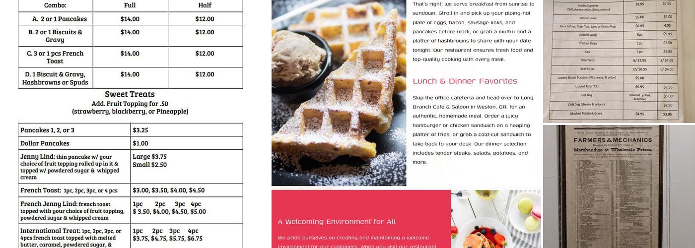 Long Branch Cafe & Saloon Menu