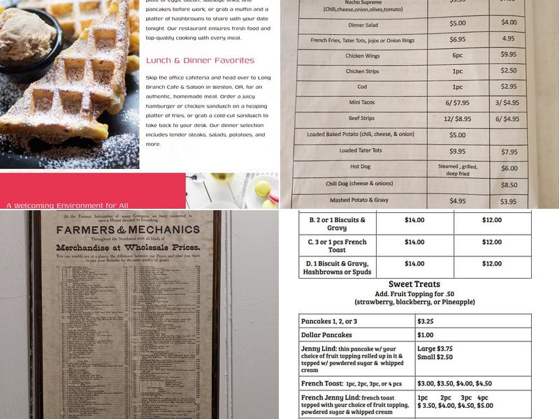 Long Branch Cafe & Saloon Menu