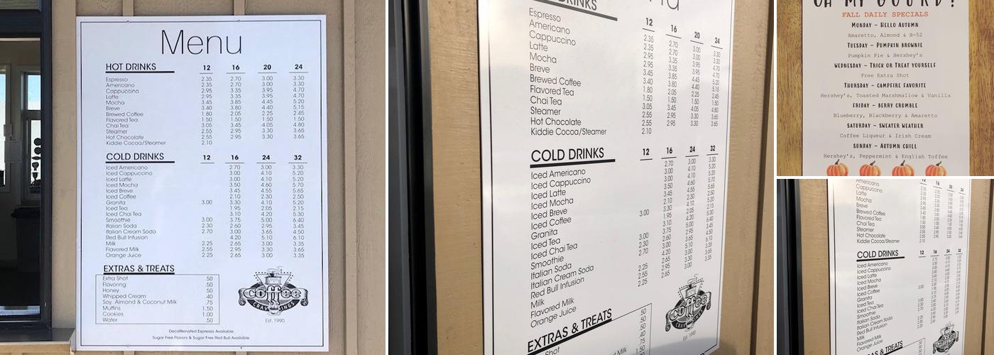 Coffee Cravings Menu