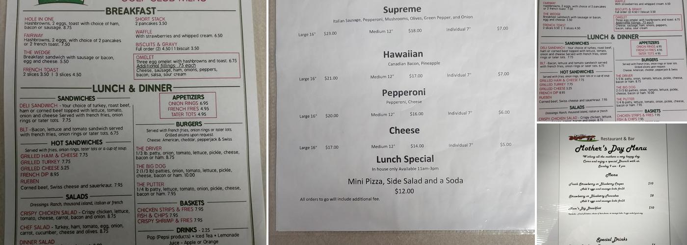 The Upper 9 Menu