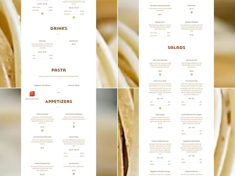 Spaghettini Menu