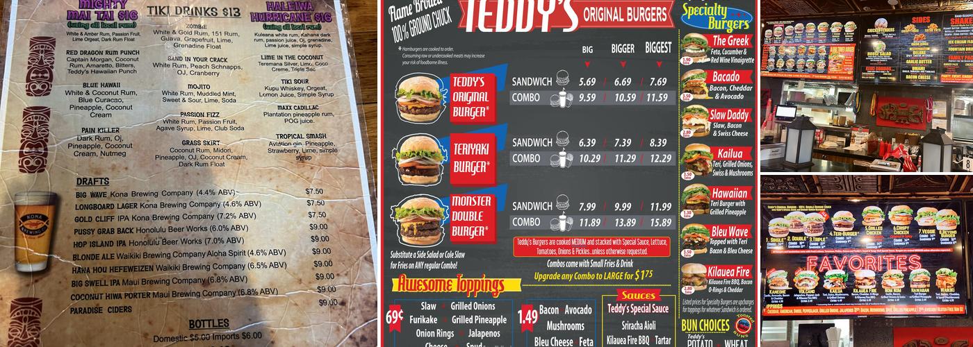 Teddy's Bigger Burgers Menu